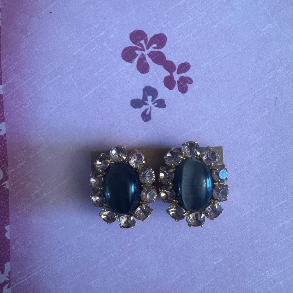 Joan Rivers Black and Silver Stud Earrings